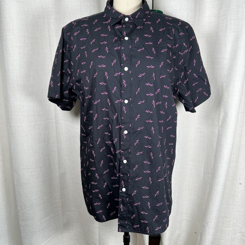 NEW! Stitchfix Bixby Nomad Odyssey Shark Hawaiian Shirt Mens Small Beach  XLT